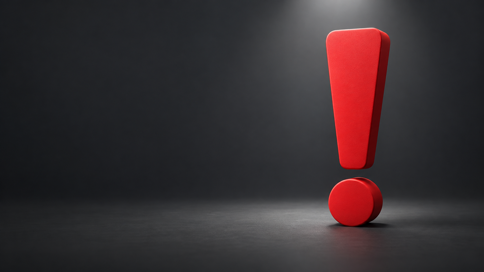 Red exclamation mark against a dark grey background